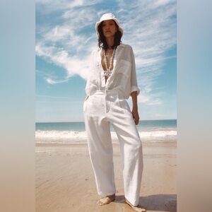 ZARA 100% LINEN PANTS WITH DARTS ZW COLLECTION